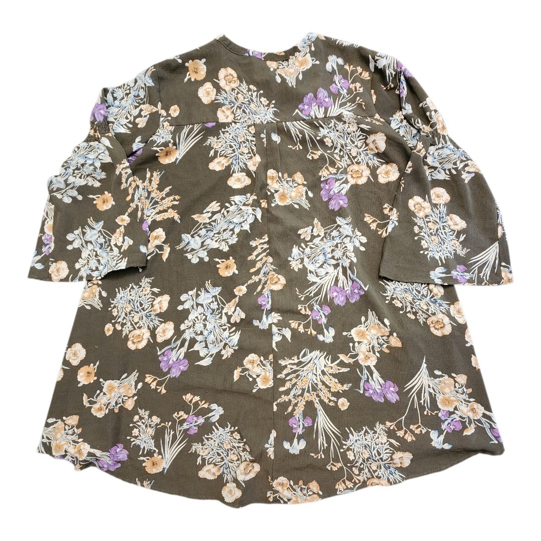 Umgee Usa Floral Print Tunic Top Blouse Women's Medium Bell Sleeve Cottage
